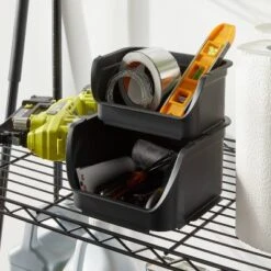 2.3qt Open Front Stackable Storage Bin - Brightroomâ„¢: Portable Black Utility Basket, Universal Storage, 4" Height