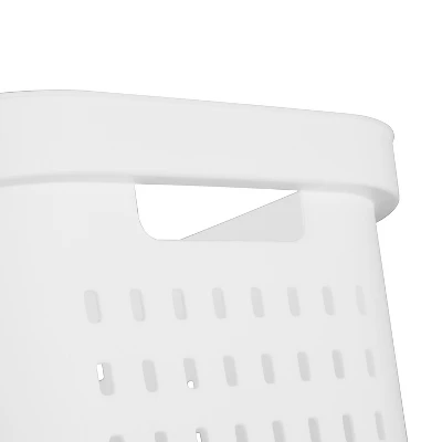 1.5bu Rectangle Modern Laundry Basket - Brightroomâ„¢: White Plastic Clothes Basket With Built-In Handles, Medium Size - Image 6