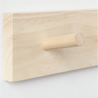 Wood 3 Hooks Rail Natural - Brightroomâ„¢ - Image 2