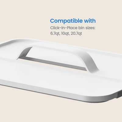 Click In Place Large Lid With Handle For Plastic Storage Bins For Home And Office Organization White - Brightroomâ„¢ - Image 4