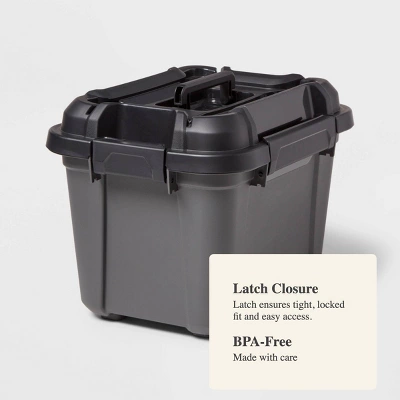 Tool And Hardware Latching Storage Box With Handle - Brightroomâ„¢: Gray Multi-Compartment Tote, 18L Capacity - Image 3