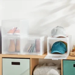 Stackable Small Bin Front Opening Clear - Brightroom™: Transparent Utility Storage, Stackable, BPA-Free, 12 Volume Capacity