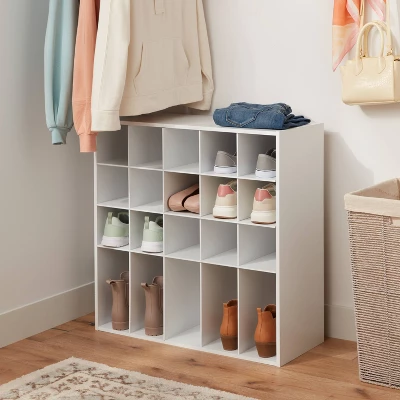 4 Tier Laminate Stackable Shoe Cubby White - Brightroomâ„¢