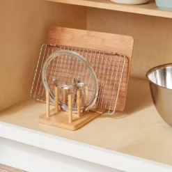 Wood 4 Slot Cutting Board Pan Lid Organizer Yellow - Brightroomâ„¢