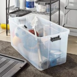 200qt Heavy Duty Latching Clear Storage Box - Brightroomâ„¢: Portable Black Utility Bin With Lid, 200qt Capacity