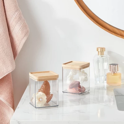 Extra Small Clear Canister With Bamboo Lid 2pk - Brightroomâ„¢