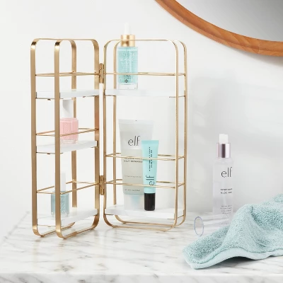 Foldable Shelf Countertop Organizer Brass - Brightroomâ„¢