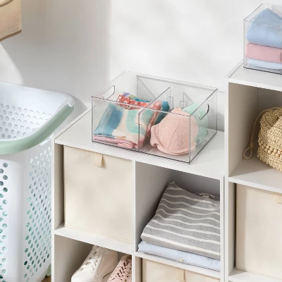 All Purpose Clear Storage Bin With Adjustable Divider Large - Brightroomâ„¢