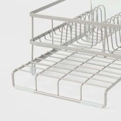 Space Saver Steel Dish Rack With Utensil Tray Matte Nickel - Brightroomâ„¢: Freestanding Expandable Dish Drying Rack - Image 2