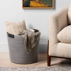 17'' Coiled Rope Tapered Basket Gray - Brightroomâ„¢