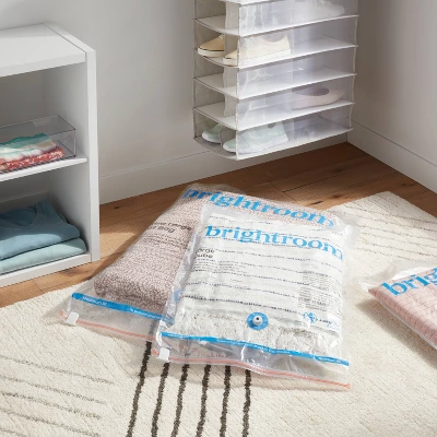 3pc Cube Compression Bags Set Clear - Brightroomâ„¢: Vacuum Seal Storage For Clothes & Bedding, Zipper Closure