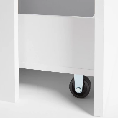 Narrow Storage Cabinet With Pull Out Cart White - Brightroomâ„¢: Utility Cart, Rolling Casters, Particle Board, 45" Height - Image 2