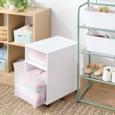 Modern Tall Narrow Drawer With Caster Wheel With Lock White 1pc - Brightroomâ„¢