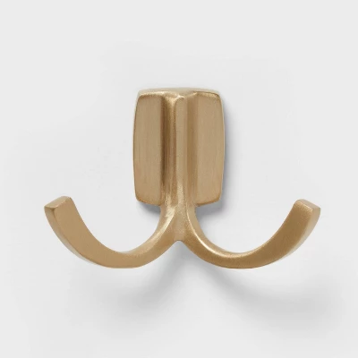 Modern Octopus Double Hook Gold - Brightroomâ„¢: Cast Aluminum Towel Hook, Gold Plated Decorative Bathroom Accessory - Image 2