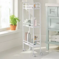 3 Shelf Narrow Metal Storage Cart White - Brightroomâ„¢