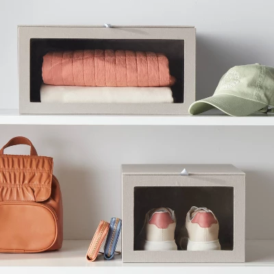 Hardside Fabric Front Open Bin Gray - Brightroomâ„¢