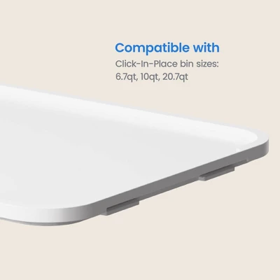 Click In Place Large Lid For Plastic Storage Bins For Home And Office Organization White - Brightroomâ„¢ - Image 4