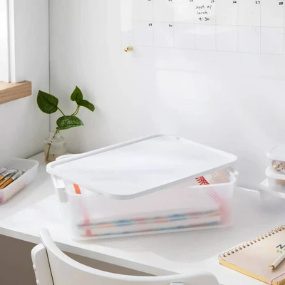 Click In Place 10qt Clear Plastic Storage Bin With White Latch For Home And Office Organization - Brightroom™​ - Image 4