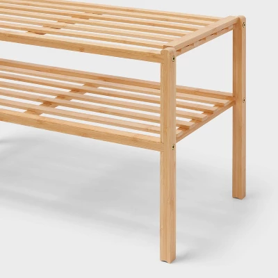 2 Tier Stackable Bamboo Shoe Rack - Brightroomâ„¢ - Image 2