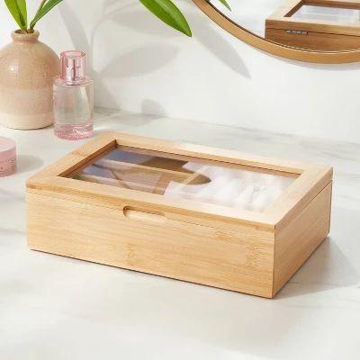 9" X 6" Bamboo Accessory Box With Acrylic Lid - Brightroomâ„¢