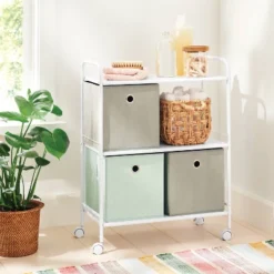 3 Shelf Wide Metal Storage Cart White - Brightroomâ„¢