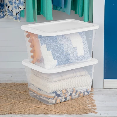56qt Clear Non-Latching Storage Box With White Lid - Brightroomâ„¢ - Image 2