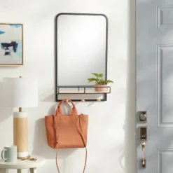Metal Entryway Organizer With Mirror Large Natural - Brightroom™