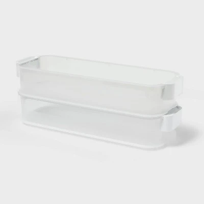 Click In Place 3qt Shallow Slim Plastic Storage Bin For Home And Office Organization Green Tint - Brightroomâ„¢ - Image 3