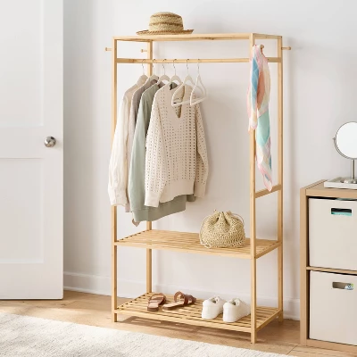 Bamboo Garment Rack With Shelving - Brightroomâ„¢