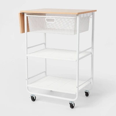Metal Storage Cart With Mesh Drawer And Wood Top - Brightroomâ„¢ - Image 3