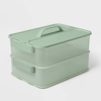 Click In Place 10qt Plastic Storage Bin For Home And Office Organization Green Tint - Brightroom™​ - Image 3