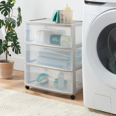 3 Drawer Wide Cart Spaceship Gray - Brightroomâ„¢