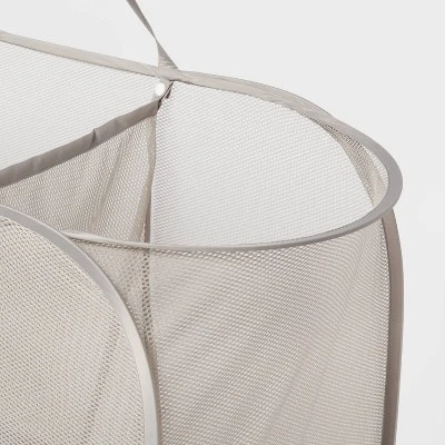 Pop-up Mesh Triple Sorter - Brightroomâ„¢: Collapsible Gray Laundry Hamper, Multipurpose Clothes Organizer - Image 2