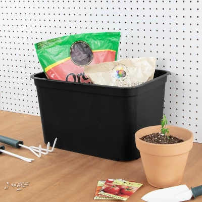 26.2qt Heavy Duty Storage Bin - Brightroomâ„¢: Black Plastic, Stackable & Portable, Universal Storage Solution - Image 2