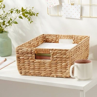 Woven Water Hyacinth Folio Bin - Brightroomâ„¢: Handwoven Decorative Basket For 13" Cube Storage, Multicolor Naturals