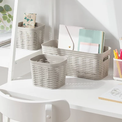3pk Wave Assorted Decorative Basket 5L Narrow 2c Brightroomâ„¢