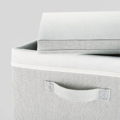 Collapsible Hamper Gray - Brightroomâ„¢: Light Gray Laundry Basket With Lid, 5700 Volume, 2 Handles, 26" Height - Image 2