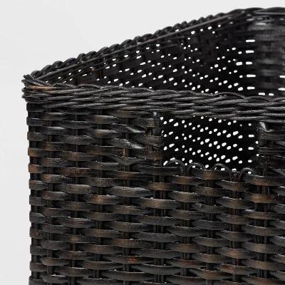 XL Washed Woven Rattan Crate Black - Brightroomâ„¢: Decorative Storage Basket, Rectangle, Air Dry, 22"x15"x13.25" - Image 2