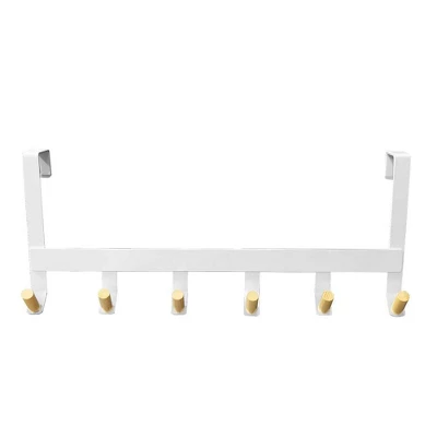 Mixed Material Over The Door 6 Hooks Rail Matte White - Brightroomâ„¢
