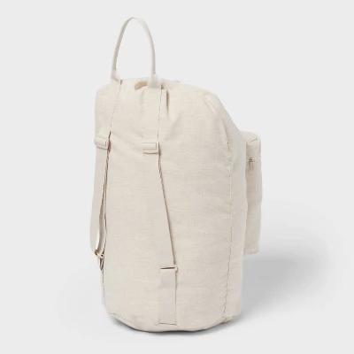 Canvas Backpack Laundry Bag - Brightroomâ„¢: Linen Backpack Hamper, 50L Capacity, Multipurpose, Beige, 1 Handle - Image 2