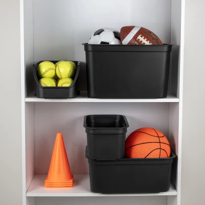 26.2qt Heavy Duty Storage Bin - Brightroomâ„¢: Black Plastic, Stackable & Portable, Universal Storage Solution - Image 4