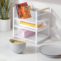 Metal 3-Tier Adjustable Shelf Box Organizer White - Brightroomâ„¢: Kitchen Storage & Pantry Organizer, Iron Shelf Riser