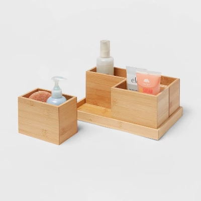 11.25" X 7" X 4.5" Modular Bamboo Vanity Organizer With Magnetic Strip - Brightroomâ„¢ - Image 3