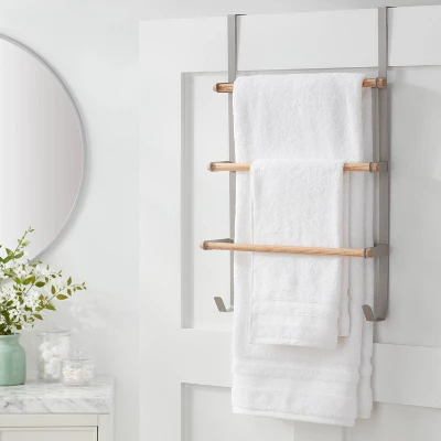 Over The Door Tiered Towel Rack With Wood - Brightroomâ„¢