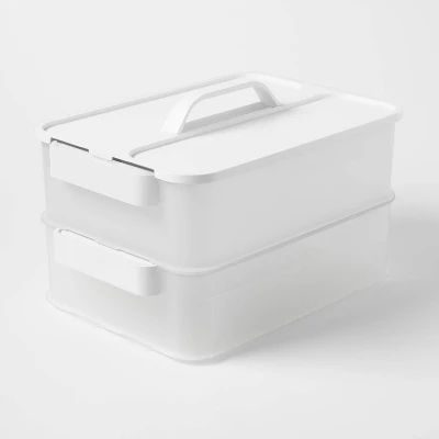 Click In Place 10qt Clear Plastic Storage Bin With White Latch For Home And Office Organization - Brightroom™​ - Image 3