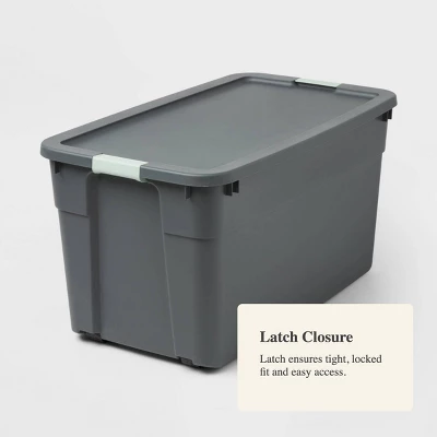 45gal Latching Storage Tote - Brightroomâ„¢: Portable Plastic Container With Lid, Universal Storage, Gray, 45 Gallon Capacity - Image 3