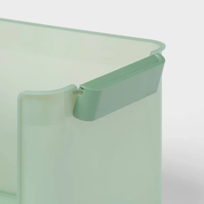 Click In Place 20.7qt Open Front Plastic Storage Bin For Home And Office Organization Green Tint - Brightroomâ„¢ - Image 2