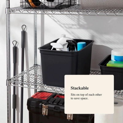 26.2qt Heavy Duty Storage Bin - Brightroomâ„¢: Black Plastic, Stackable & Portable, Universal Storage Solution - Image 3
