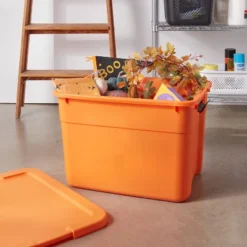 20gal Halloween Latching Storage Tote Orange - Brightroomâ„¢