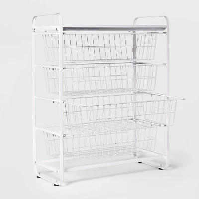 4 Drawer Metal Storage Organizer White - Brightroomâ„¢: Steel Utility Storage, Fixed Shelves, Universal Wire Drawers - Image 2
